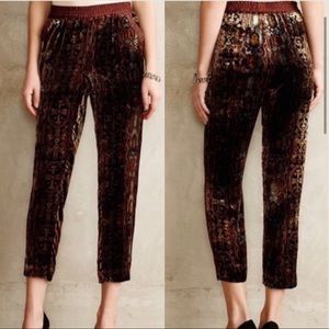 Anthropologie | Elevenses glassworks velvet crop pants